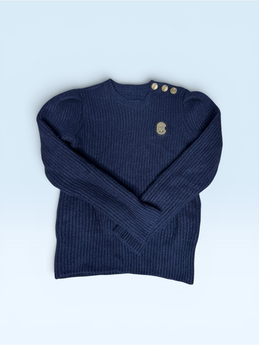Coach Navy Wool Crew Neck Sweater